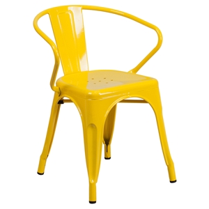 Metal Chair - with Arms, Yellow 