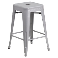24" Metal Stool - Counter Height, Backless, Silver