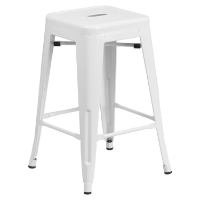 24" Metal Stool - Counter Height, Backless, White