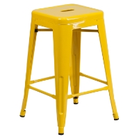 24" Metal Stool - Counter Height, Backless, Yellow