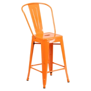 24" Metal Stool - Counter Height, Orange 