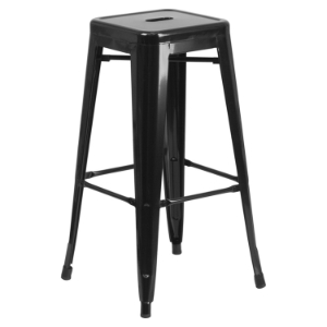 30" Backless Metal Barstool - Black 