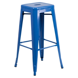 30" Backless Metal Barstool - Blue 