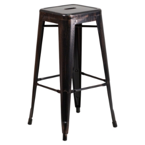 30" Backless Metal Barstool - Black Antique Gold 