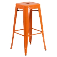 30" Backless Metal Barstool - Orange
