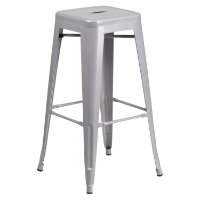 30" Backless Metal Barstool - Silver