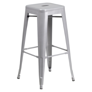 30" Backless Metal Barstool - Silver 