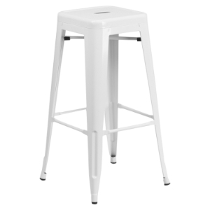 30" Backless Metal Barstool - White 
