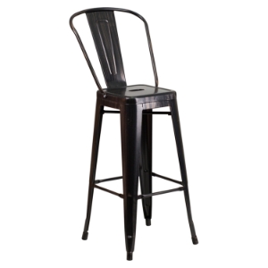 30" Metal Barstool - Black Antique Gold 