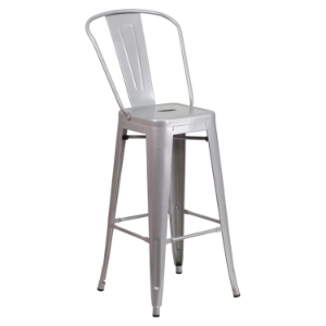 30" Metal Barstool - Silver 
