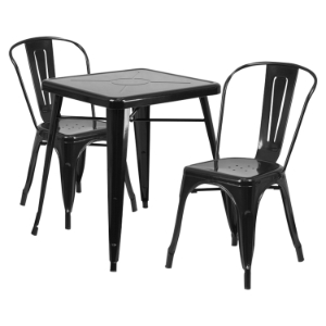 3 Pieces 23.75" Square Metal Bar Set - Black 