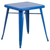3 Pieces Square Metal Table Set - Stack Chairs, Blue - FLSH-CH-31330-2-30-BL-GG