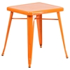 3 Pieces Square Metal Table Set - Stack Chairs, Orange - FLSH-CH-31330-2-30-OR-GG