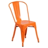 7 Pieces Rectangular Metal Table Set - Stack Chairs, Orange - FLSH-ET-CT005-6-30-OR-GG