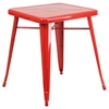3 Pieces Square Metal Table Set - Arm Chairs, Red - FLSH-CH-31330-2-70-RED-GG