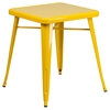 3 Pieces Square Metal Table Set - Stack Chairs, Yellow - FLSH-CH-31330-2-30-YL-GG