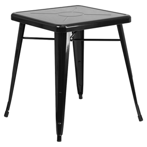 23.75" Square Metal Table - Black 