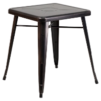 23.75" Square Metal Table - Black Antique Gold