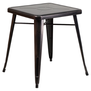 23.75" Square Metal Table - Black Antique Gold 