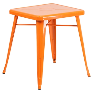 23.75" Square Metal Table - Orange 