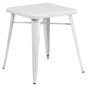 23.75" Square Metal Table - White 