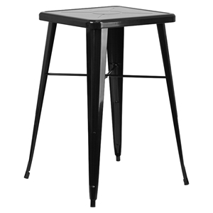 23.75" Square Metal Table - Bar Height, Black 