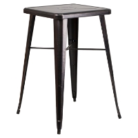 23.75" Square Metal Table - Bar Height, Black Antique Gold