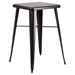 23.75" Square Metal Table - Bar Height, Black Antique Gold 