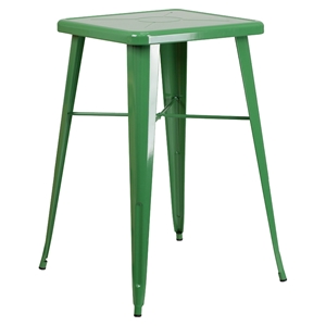 23.75" Square Metal Table - Bar Height, Green 
