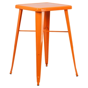 23.75" Square Metal Table - Bar Height, Orange 