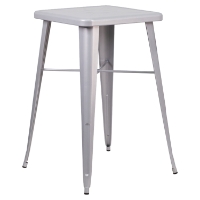 23.75" Square Metal Table - Bar Height, Silver