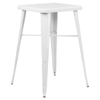 23.75" Square Metal Table - Bar Height, White