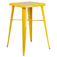 23.75" Square Metal Table - Bar Height, Yellow