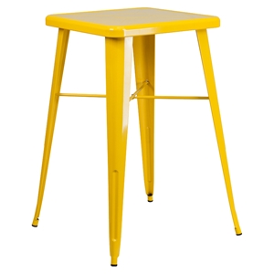 23.75" Square Metal Table - Bar Height, Yellow 