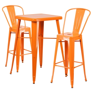 3 Pieces Square Metal Bar Set - Orange 