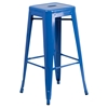 3 Pieces Square Metal Bar Set - Blue, Backless Barstools - FLSH-CH-31330B-2-30SQ-BL-GG