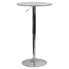 23.5" Round Adjustable Height Table - Clear Glass Top, Chrome Pedestal Base 