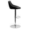 Adjustable Height Barstool - Bucket Seat, Black, Faux Leather - FLSH-CH-82028A-BK-GG