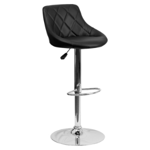 Adjustable Height Barstool - Bucket Seat, Black, Faux Leather 