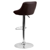 Adjustable Height Barstool - Bucket Seat, Brown, Faux Leather - FLSH-CH-82028A-BRN-GG