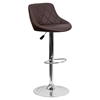Adjustable Height Barstool - Bucket Seat, Brown, Faux Leather - FLSH-CH-82028A-BRN-GG