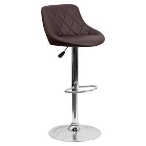 Adjustable Height Barstool - Bucket Seat, Brown, Faux Leather 