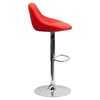Adjustable Height Barstool - Bucket Seat, Red, Faux Leather - FLSH-CH-82028A-RED-GG