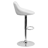 Adjustable Height Barstool - Bucket Seat, White, Faux Leather - FLSH-CH-82028A-WH-GG