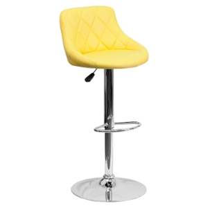 Adjustable Height Barstool - Bucket Seat, Yellow, Faux Leather 