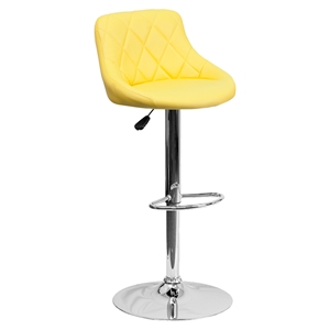 Adjustable Height Barstool - Bucket Seat, Yellow, Faux Leather 
