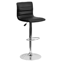 Adjustable Height Barstool - Faux Leather, Black
