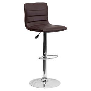 Adjustable Height Barstool - Faux Leather, Brown 