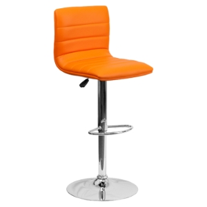 Adjustable Height Barstool - Faux Leather, Orange 