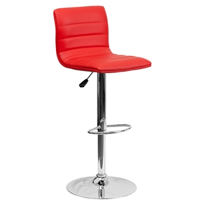 Adjustable Height Barstool - Faux Leather, Red 
